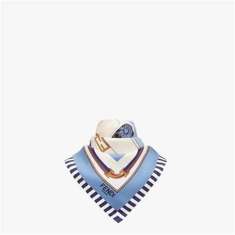 foulard cheveux fendi|Blue silk foulard .